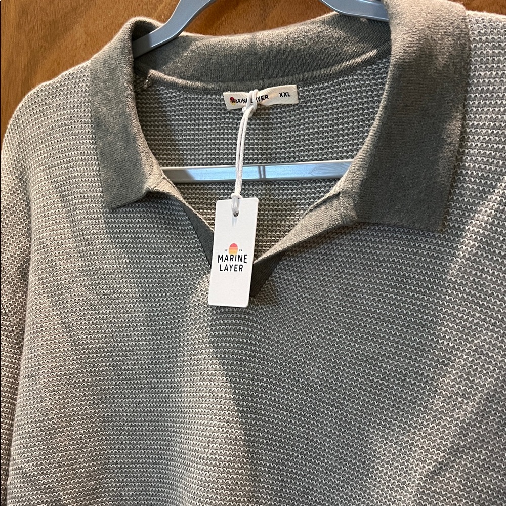 Marine Layer Textured Gray long sleeve sweater Polo